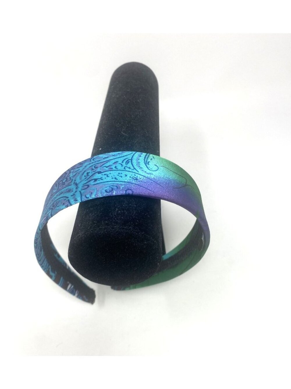 Kids Teen Fabric Iridescent Headband Paisley Blue Green Print